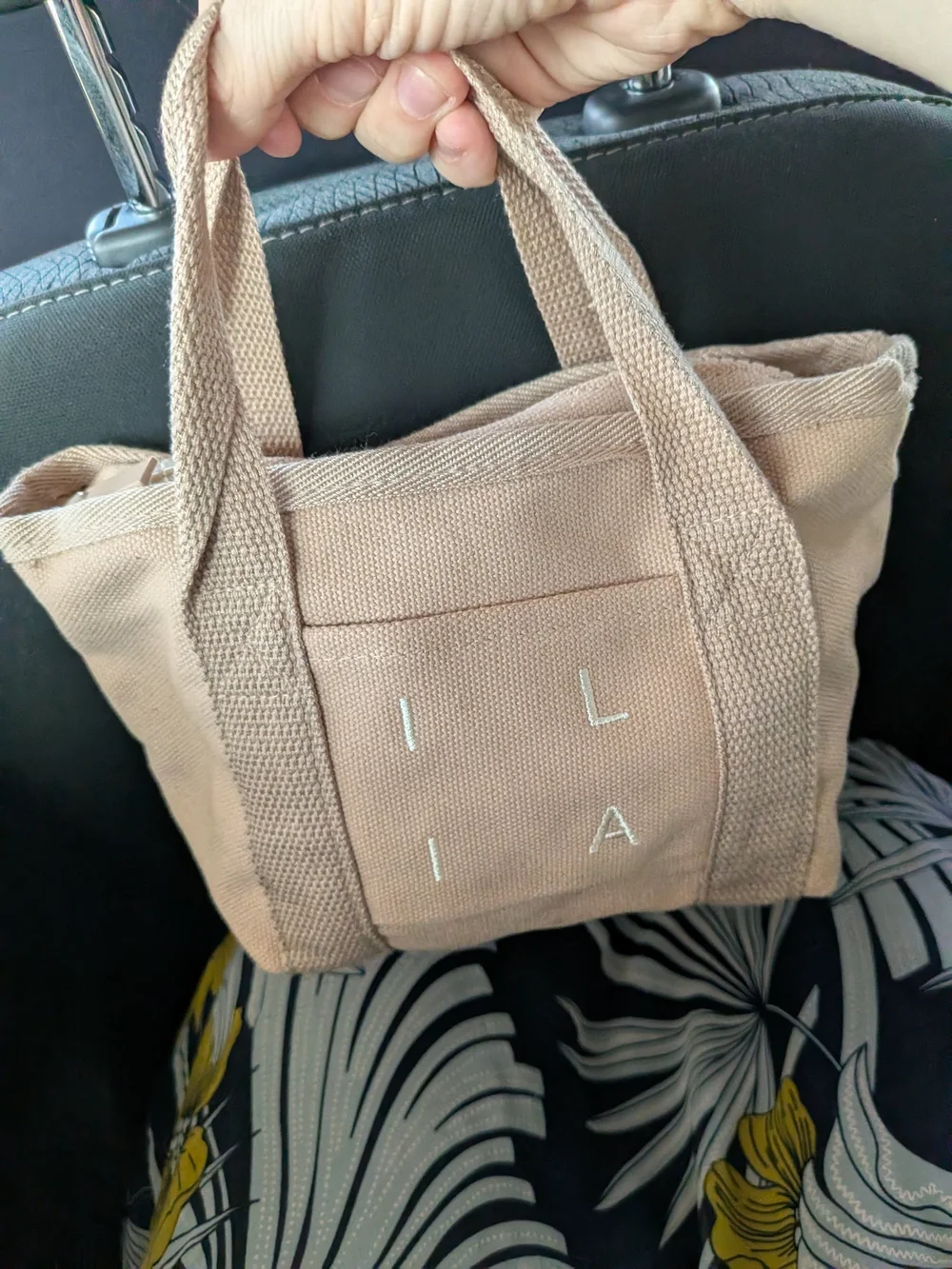 ILIA Small Beige Canvas Cosmetic Tote